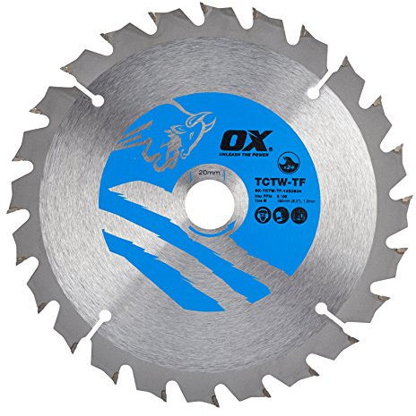 OX Wood Cutting Thin Kerf Circular Saw Blade 165/20mm, 24 Teeth ATB