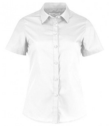 Kustom Kit Ladies Tailored Poplin Shirt, White, 28, Easy Iron Fabric, Soft Collar