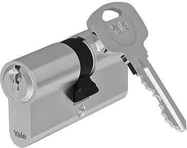 Yale YC500+ Cylindre de Serrure 30x30 mm pour Porte Extérieure/Entrée, 5 Goupilles, 3 Clés, Nickelé