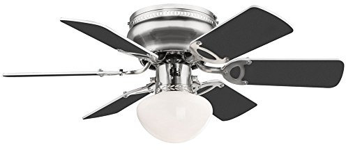 Deckenventilator mit Beleuchtung und Zugschalter Leise - Ventilator Decke mit Licht - 6 Flügel Beidseitig Montierbar - Deckenlampe mit Lüfter Schlafzimmer 3 Stufen - Durchmesser 76 cm