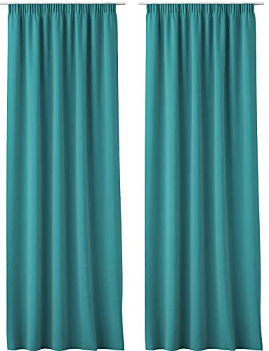 JEMIDI 2x Vorhang blickdicht 140x250cm - 2er Set Gardine mit Kräuselband Universalband - 100% Polyester Schal lang für Wohnzimmer Schlafzimmer - türkis