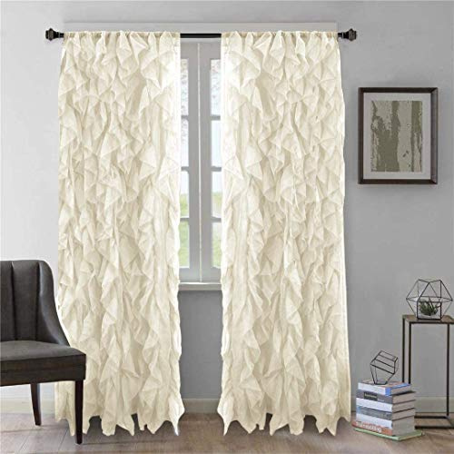 DiamondHome 2pc Cascade Shabby Chic Sheer Ruffled Curtain Panel (Beige, 84 L Panel Pair)