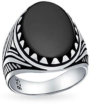 Personalisierte Herren Tier Wolf Klaue Set Großen Ovalen Cabochon Edelstein Schwarz Onyx Signet Statement Western Ring Für Männer Oxidiert .925 Silber Handgefertigt In Der Türkei Anpassbar
