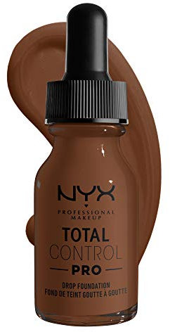 NYX Professional Makeup Total Control Pro Drop Foundation, Flüssiges Make up, Individuelle und aufbaubare Deckkraft, Vegane Formel, True-to-Skin Finish, 13 ml, Farbton: Deep Rich
