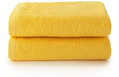 Top Towel - Plus - Lot de 2 Serviettes de Toilette - Serviettes de Bain - 100% Coton - 400 g/m² - Dimensions 100 x 50 cm - Citron
