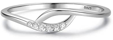 Banemi Amor Ring Silber, Memoire Ring Damen mit Runde Form Zirkonia Bands Zum Muttertag Größe 52 (16.6)