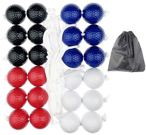 Miokun 12 Pack Ladder Balls Ladder Toss Balls Replacement with Storage Bag for Toss Match (Red Blue Black White)