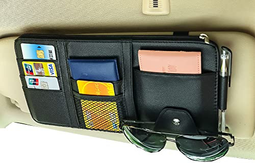 YYMEIDS Car Sun Visor Organizer Multifunctional Car Sun Visor Storage Pouch Universal Car Sun Visor Registration Holder for Card License Registration Pen