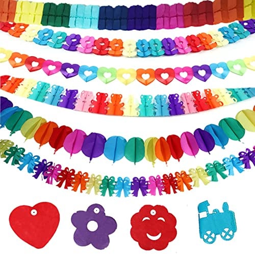Bunt Girlanden Bunte Party Deko für Gartenpartys Bunt Girlande Papier Deko 10 Stück Bunt Girlande Papier,Geburtstagsgirlande,Hochzeit Girlande Pappier,Partygirlanden Deko,Papiergirlanden Bunt