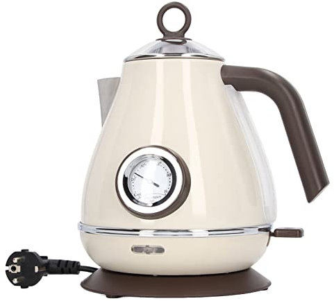 Elektrischer Wasserkocher, 1.7 L Retro Paint Edelstahl Wasserkocher mit 360 Grad drehbarem Sockel, Auto Shut Off & BoilDry Schutz, 1850W Schnellkochend, Temperaturanzeige (Weiß)