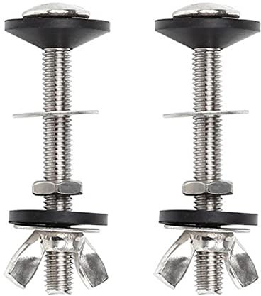 ALEOHALTER 2pcs Stainless Steel Bolt Through Kit Practical Toilet Tank Screws for Connecting The Toilet Cistern To Pan,Include Bolts, Washers And Wing Nuts(size:2pcs)