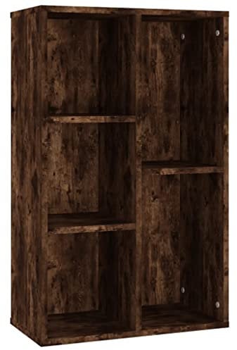 vidaXL Sideboard Bücherregal, Bücherschrank mit 5 Fächern, Wandregal Standregal für Wohnzimmer, Regal Büroregal Aktenregal, Räuchereiche Holzwerkstoff