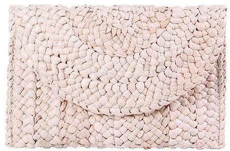 Fecialy Straw Clutch Purses Straw Purses for Women Envelope Woven Clutch Handbags Summer Beach Bags,White