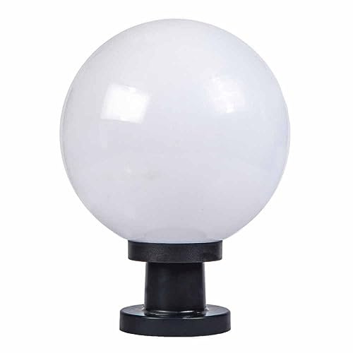 TkTsjtle Silberne Edelstahl-Säulenlampe Für Den Außenbereich, Weglampe, IP44, Weiße Runde Sockelleuchten, Kugel-Sockellampe, Terrasse, Landschaft, Hof, Gartenleuchten, Moderne E27-Acryl-Rasenlampe