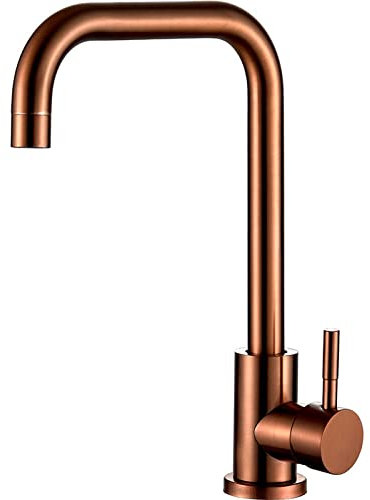 Grifo de cocina de oro inoxidable lavabo de oro cepillado lavabo lavabo lavabo mixto cocina grifo de agua fría y caliente, oro rosa siete figuras