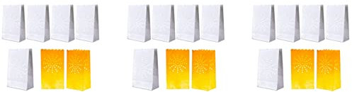 PHTOIT 150 Stück weiße Lichttüten, flammhemmende Kerzentüten, Sonnendesign, Leuchten für Hochzeit, , Halloween, Weihnachten