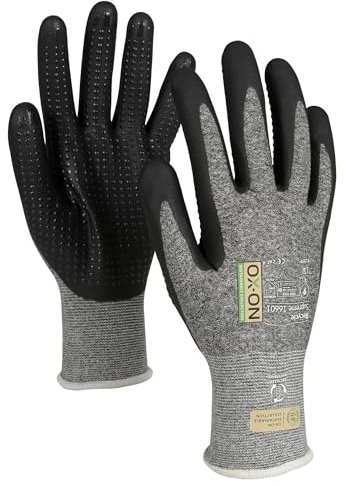 OX-ON RECYCLE SUPREME 16601, Fester-Griff-Arbeitshandschuhe Gr.9 I 12 Paar Schutzhandschuhe mit Nitrilschaumbeschichtung & Noppen I Recycelte Mechaniker Handschuhe mit festem Grip I EN Zertifizierung