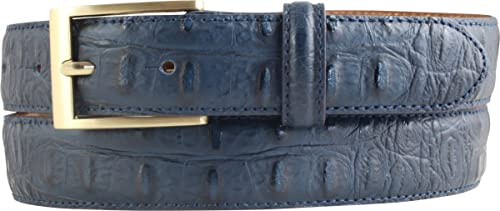 BELTINGER Gürtel mit Krokoprägung 3 cm | Leder-Gürtel für Herren mit goldener Gürtelschließe 30mm Kroko-Optik | Kroko-Muster 3cm | Marine 110cm
