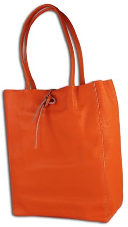 Toscanto Damen Shopper Schultertasche Leder Tasche orange OTT112SO Leder Schultertasche
