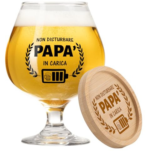 PRSTENLY Regalo Festa Del Papà, Bier Vetro + Costo Bambus Festa Del Papa Idee Regalo, Idee Regali per Papà Uomo Compleanno Natale