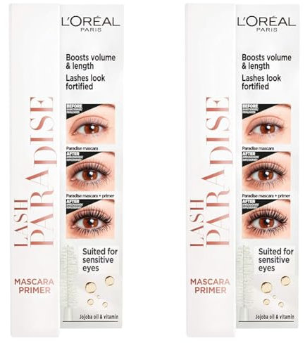 L'Oréal Paris Primer für Mascara, Für Länge, Volumen und längeren Halt der Wimperntusche, Lash Paradise Primer, Transparent, 7,2 ml (Packung mit 2)