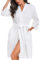 Lovasy Bademantel Damen Waffelpique 3/4 Ärmel Saunamantel Waffelstrick Morgenmantel Weich Leicht Knielang Loungewear mit Gürtel Taschen,Weiß,M