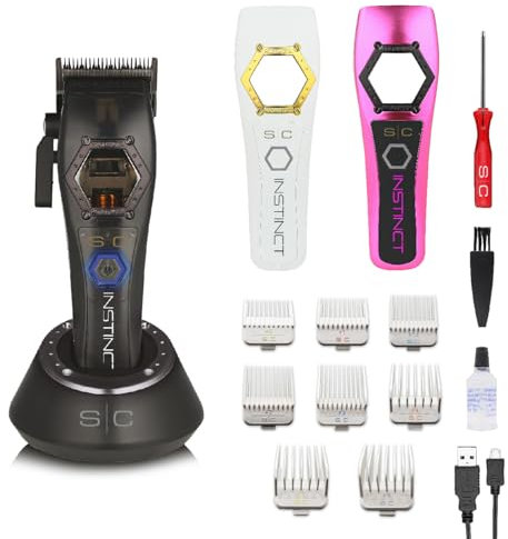Professioneller Herren-Haarschneider Stylecraft Instinct Clipper Metal by Gamma Più, Vektormotor mit Dynamischer Drehmomentsteuerung, 180 Min Autonomie, Ganzmetall-Rückseite