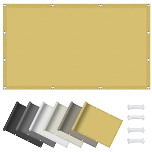 Vela de Sombra Solar Rectangular 80 x 240 cm Toldo Vela Parasol Prueba de Viento Impermeable, con Ojales y Cuerdas de Fijación Toldo para Pergola para Patio Exteriores, Color Crema