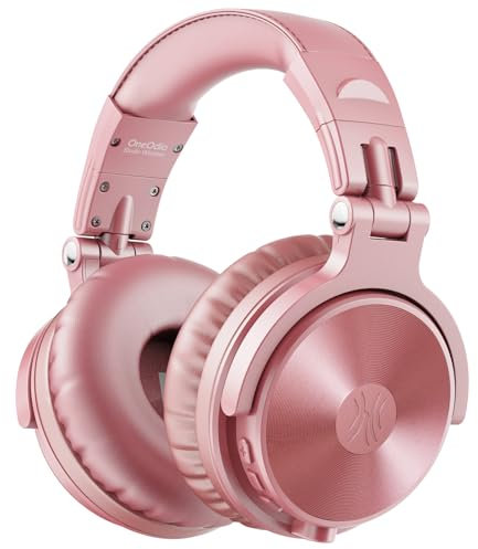OneOdio ProC Bluetooth Casque sans Fil et Mode Filaire, 110 Heures d'utilisation,Casque Audio avec Micro, Hi-RES Audio, Coussinets en Protéines Douces, Extra Basses, Confortable Léger Pliable Or Rose