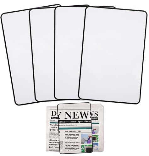 Dimeho Lupa de lectura con 3 páginas completas, 4 unidades, ligera, rectangular, de alta claridad, lupa de mano para páginas enteras, para personas mayores, lectura, libros, mapas