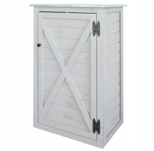Gartenschrank Geräteschrank Haushaltsschrank Garten Balkon Terrasse Schrank Holz (Weiß)