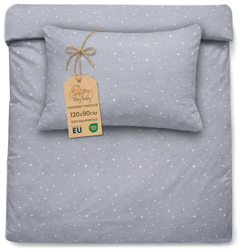 Kinderbettwäsche 90x120 cm aus Baumwolle Bettbezug Kissenbezug 40x60 | Wende Babybettwäsche mit Reißverschluss für Jungen und Mädchen Kleinkind Oeko-Tex zertifiziert weich Galaxie