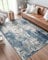 DEFYNEE Wohnzimmerteppich 90x150 cm, Rutschfester Teppich maschinenwaschbar Moderner Abstrakter Teppich für Wohnzimmer und Schlafzimmer, Graublau