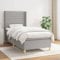 ShGaxin Boxspringbett mit Matratze, Bettgestell, Bettunterlage, Jugendzimmer, Lattenrost, Stoff Hellgrau 80 x 200 cm