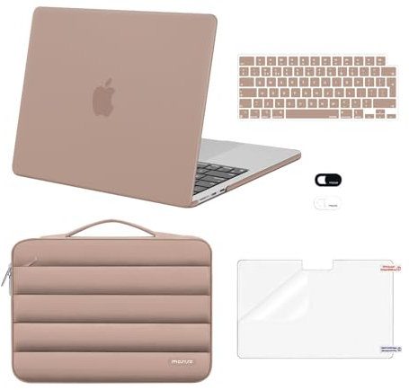 MOSISO Custodia Compatibile con MacBook Air 13 Cover M4 M3 M2 Chip 2025 2024 2023 2022 A3240 A3113 A2681, per MacBook Air 13,6'' Case&Gonfia Borsa&Copritastiera&Webcam Cover&Pellicola, Bronzo Marrone