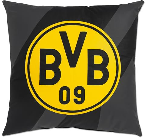 Borussia Dortmund Unisex – Erwachsene BVB Kissen grau/schwarz 40x40 cm, 40x40cm