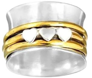 Hmsanase Ring Ringe Damen Bijouterie Herren Zweifarbige Breite Ringe Für Frauen 8 H265