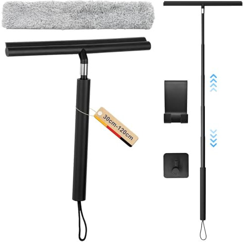 JNUYISW Duschabzieher Langer Stiel, 30-120cm Verstellbarer Wasserschieber Silikon Bodenabzieher mit Halterung Fensterabzieher Abzieher Dusche Boden für Wasser, Haaren, Glasabzieher, Fenster, Spiegel