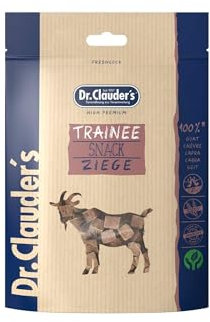 DR.CLAUDER'S - Trainee Snack Ziege | Leicht verdauliche Snacks aus fettarmen Ziegenfleisch für Hunde und Katzen. Getreidefreie, präbiotische Leckerlis im Frischebeutel | 80g