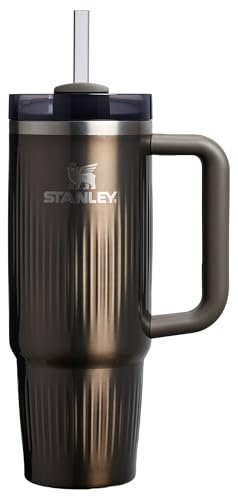 Stanley Quencher H2.0 Tumbler with Handle and Straw 30 oz | Flowstate 3-Position Lid | Cup Holder Compatible for Travel | Insulated Stainless Steel Cup | BPA-Free | Fluted Gunmetal Shine