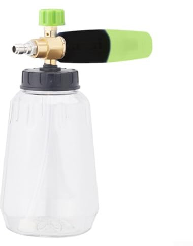 Vasetto in schiuma per idropulitrice da 1 l, dispenser di sapone con attacco rapido da 1/4 per auto, barche, tetti, ugello regolabile, grande apertura del collo (verde e nero, 1 L)