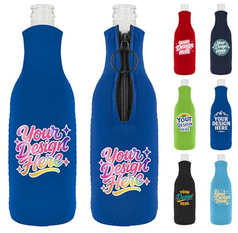TOPTIE 10 Stück Personalisierter Neopren Bierflasche Kühler, 12oz anpassbarer Sublimations Zip-up Flasche Jacke