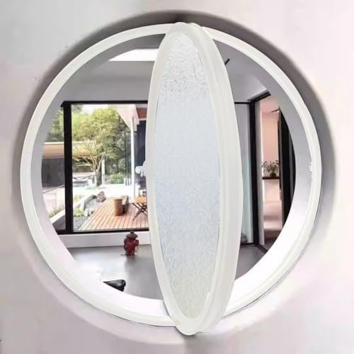 TWHZSAI Ventana Redonda giratoria de aleación de Aluminio, Ventana de Ojo de Buey de Vidrio Templado con manija para decoración de Pared, Ventana abatible para Cocina y hogar, Color Blanco, 2,50 cm/