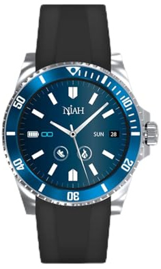 TECHMADE Smartwatch Niah Neptune, orologio digitale uomo – Cinturino in silicone nero Stile Sportivo, Display AMOLED, Monitoraggio Salute e Notifiche, chiamate, notifiche, funzione SOS,