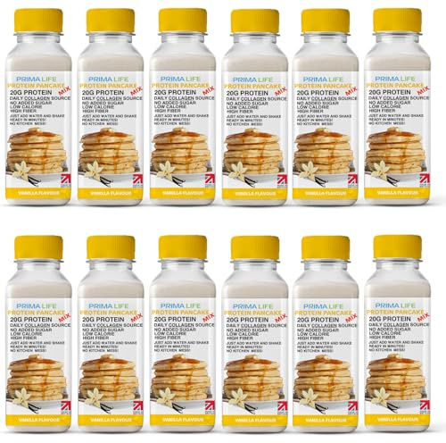 Primalife High Protein Pancake MIX | 20g protein, Collagen Source, Protein Snacks for Breakfast, No Added Sugar, Low Carb, after workout,Low Calorie,Dietary fibre (12 x 100g) (Vanilla)