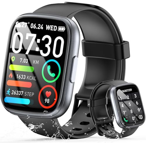 Smart Watch for Men Women, 1.95 HD Fitness Watch with Answer/Make Calls, 2025 Smartwatch with Heart Rate/Sleep/Pedometer/Music Control, 110+ Sports, IP68 Waterproof Activity Tracker for Android iOS