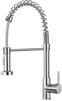 Robinet Cuisine avec Douchette Pivotant à 360° STANEW Robinet Cuisine à Ressort 2 Modes (Alliage de Cuivre Brossé)