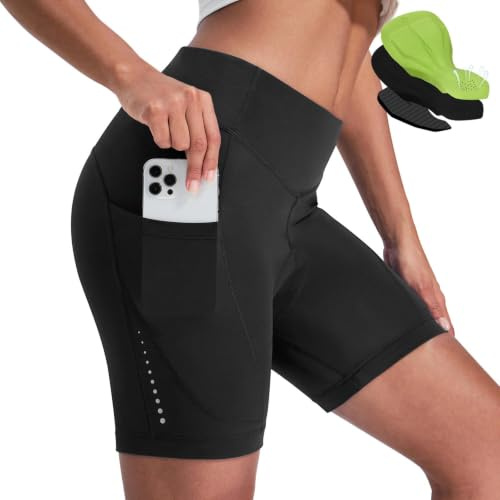 Nepest Fahrradhose Damen Kurz Gepolstert 4D, Atmungsaktiv, Reflektierend S