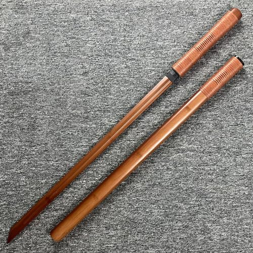 HJHUUA 100 cm langes Katana-Trainingsschwert aus natürlichem Bambus,handgefertigtes Bokken,Samuraischwert aus Holz für Kendo-Training,Ausstellung,Cosplay,Requisiten,Geschenke (braun,beige)