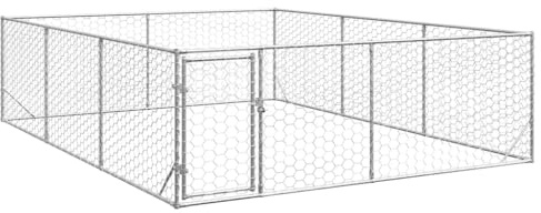 Outdoor-Hundezwinger mit Abschließbarer Tür, Hunde-Laufstall, Haustier-Spielgehege für Hinterhof, Garten, Terrasse, Innenhof, 3x4x1 m Verzinkter Stahl